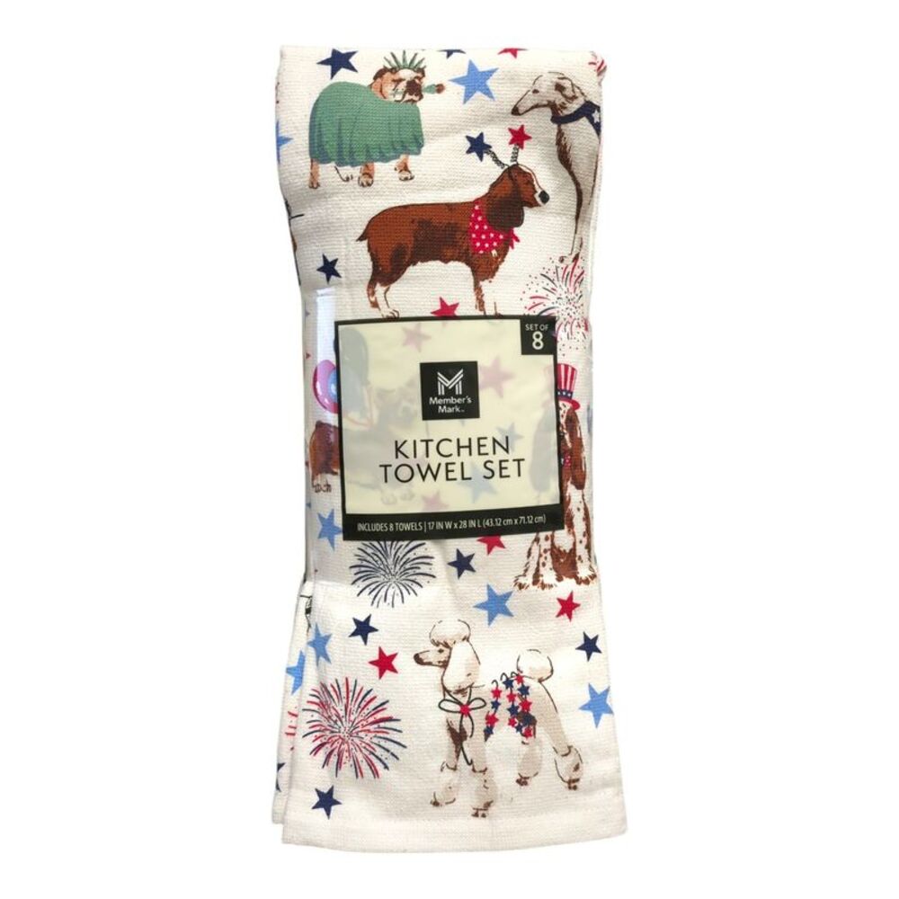Member's Mark Super-Absorbent 100% Cotton Kitchen Towel Set, 8pc - Dogs